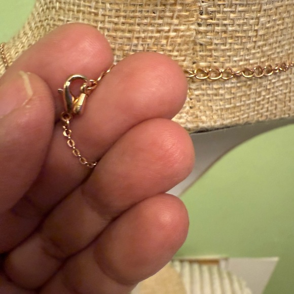 Dainty rose gold dice necklace with sparkly stones - Picture 6 of 6